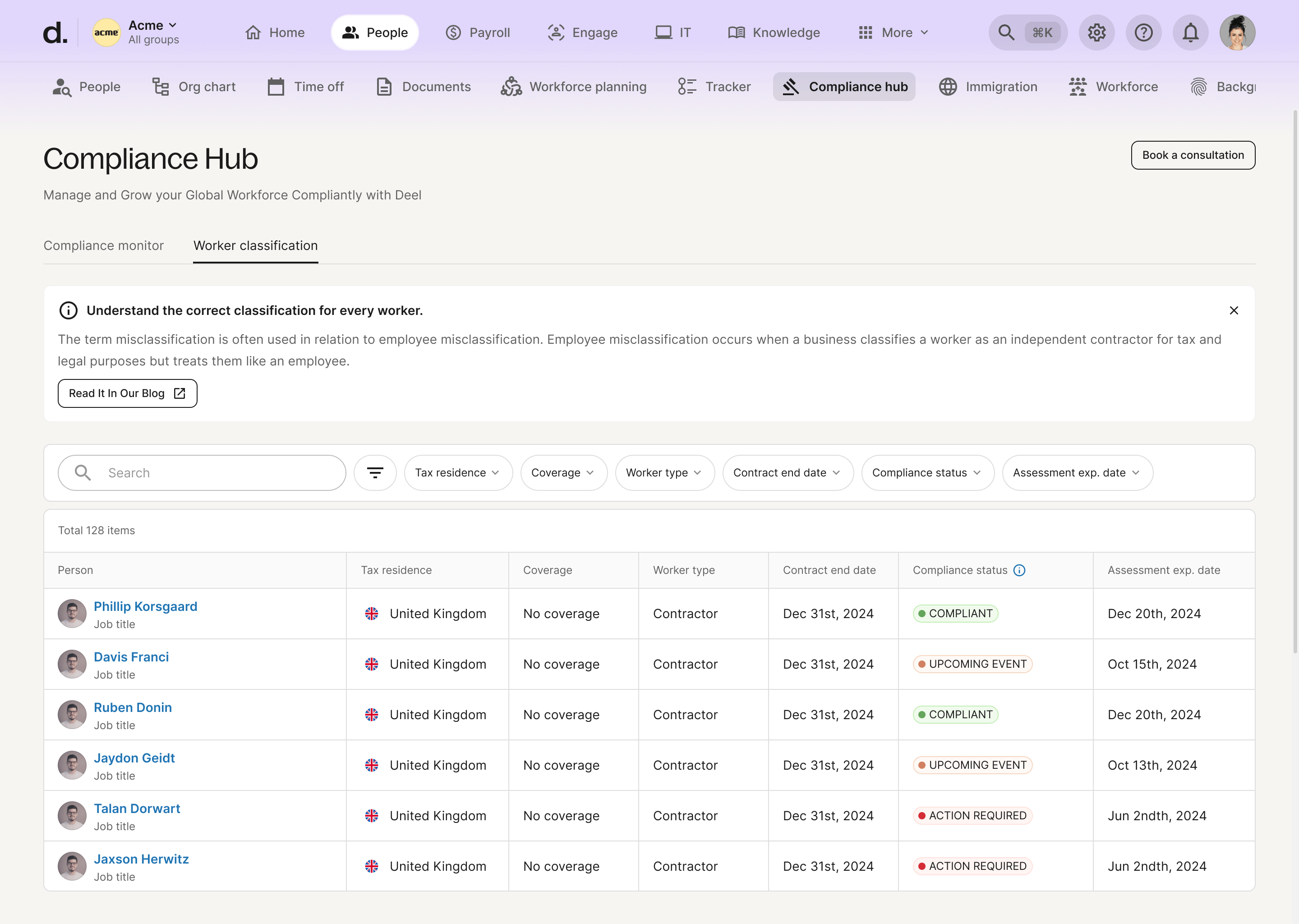 Worker Classification table