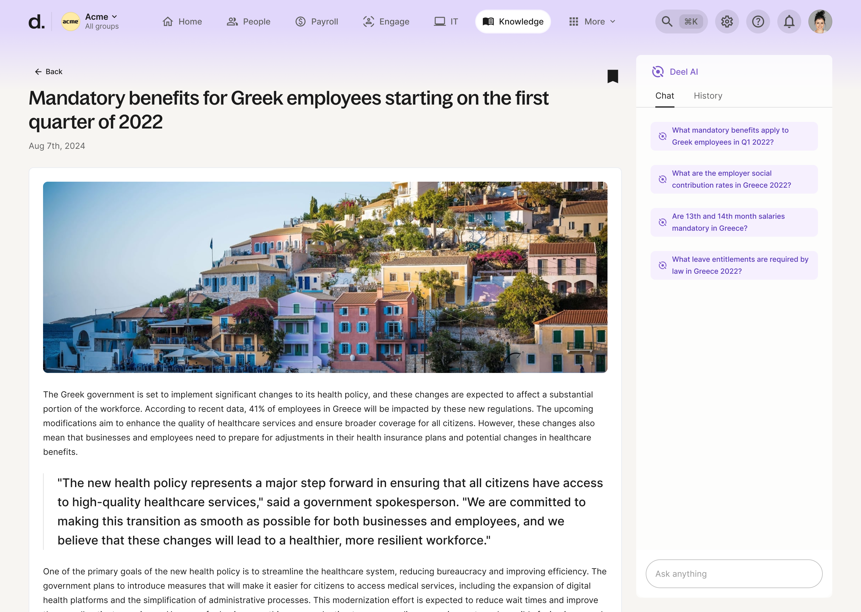 Knowledge Hub - Deel AI chat